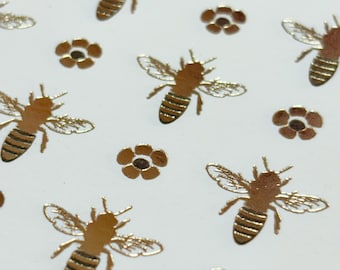 4 Sheets Italian Paper foiled Bee design 9 x 12