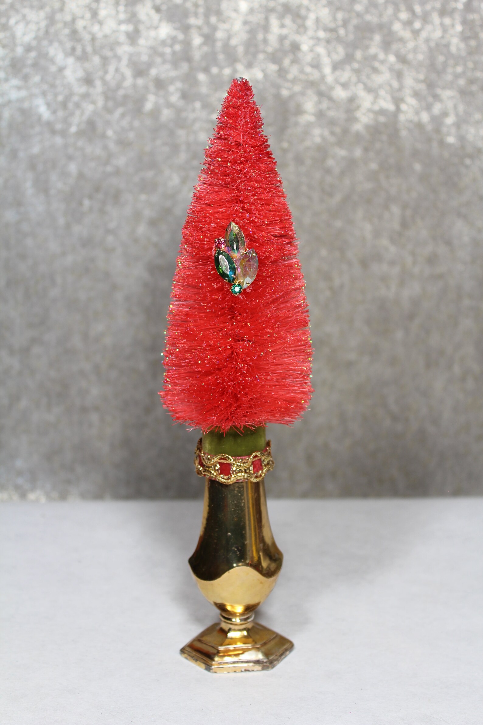 Bottle Brush Tree in a Silver Plated Salt Shaker Etsy