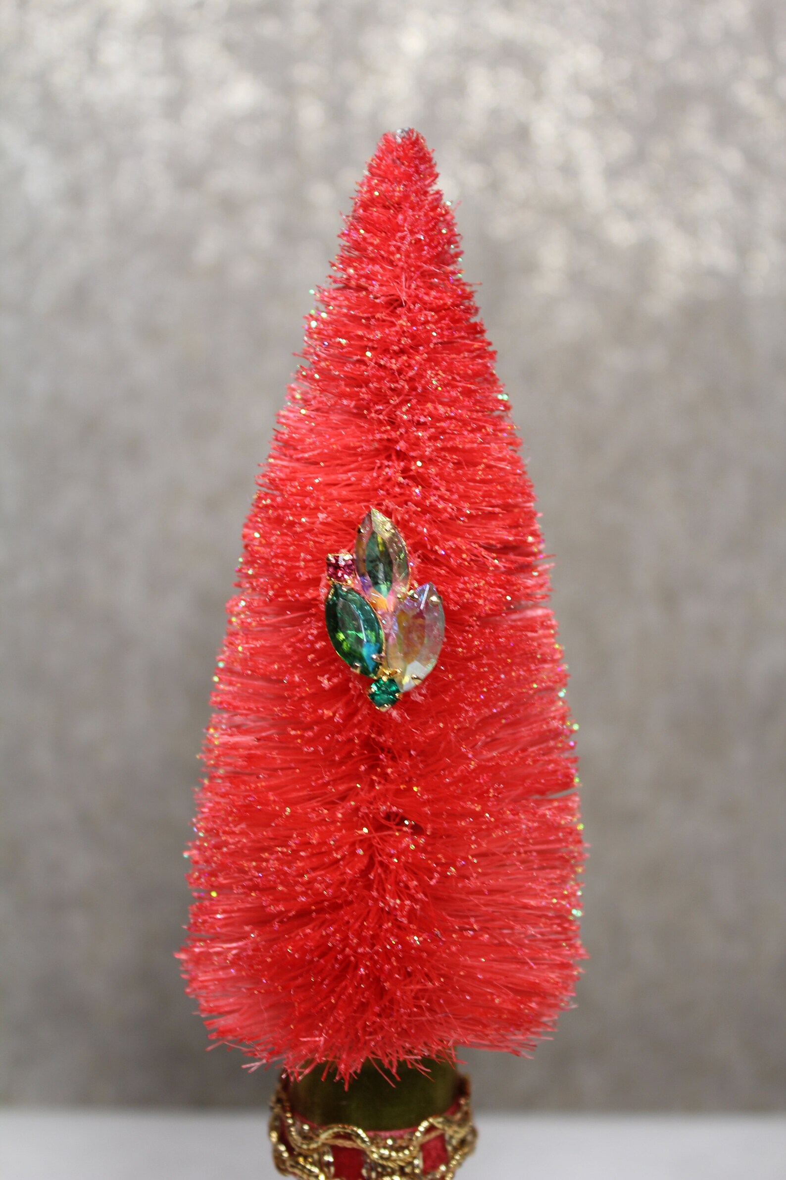 Bottle Brush Tree in a Silver Plated Salt Shaker Etsy