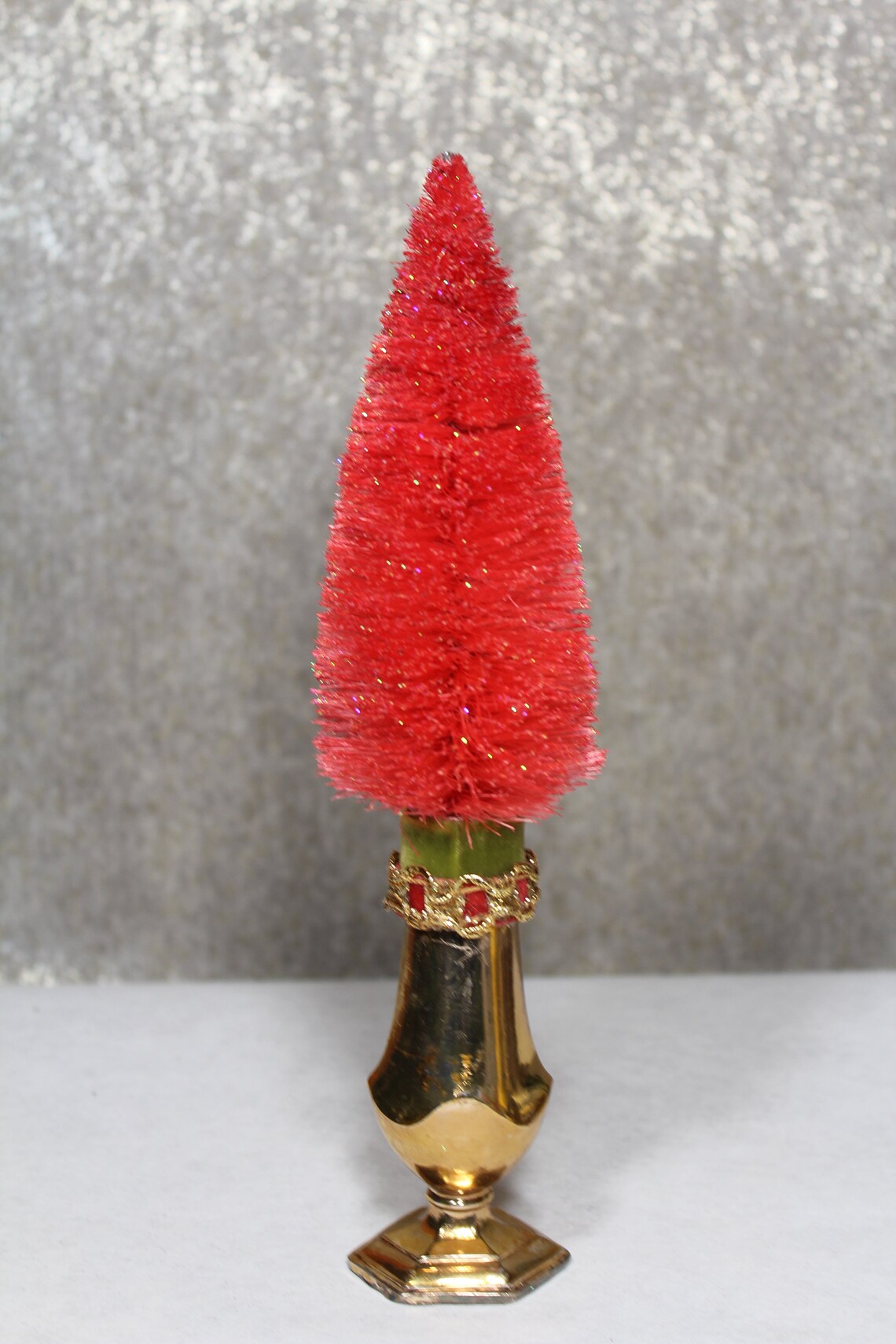 Bottle Brush Tree in a Silver Plated Salt Shaker Etsy