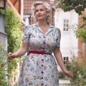 Charlene Shirtwaister Dress in Wine Ditzy Print, True 1950s Vintage Style main image 1