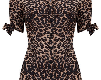 The "Jane" Blouse in Leopard Print, True & Authentic 1950s Vintage Style