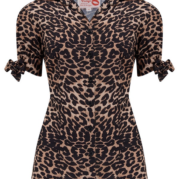 The "Jane" Blouse in Leopard Print, True & Authentic 1950s Vintage Style