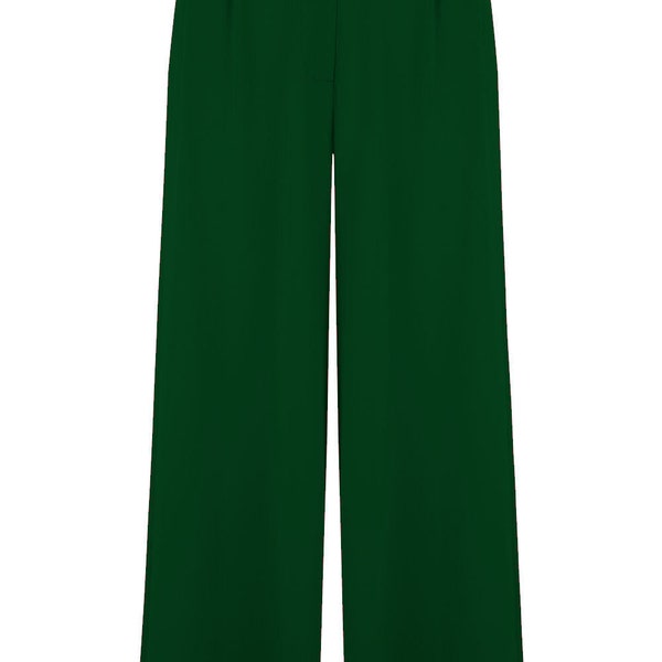 The "Sophia" Palazzo Wide Leg Trousers in Green, Easy To Wear Vintage Inspired Style