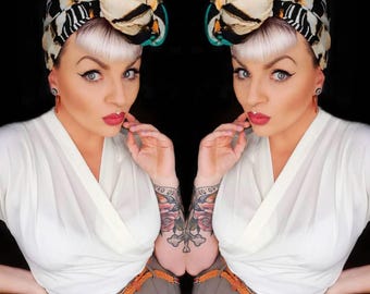 The &quot;Darla&quot; Short Sleeve Wrap Blouse in Antique White, True Vintage Style