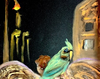 Bird. City of Angels Series. Original Art by artist, Annie Wood - Angel Art