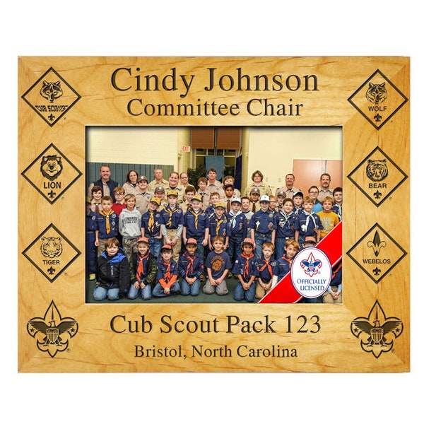 Scout Leader Plaque Frame - With Cub Scout Rank Insignia (Including Lion Rank) - BSA Licensed - 4 x 6, 5 x 7, or 8 x 10