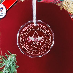 BSA Licensed - Scout Leader or Member Crystal Ornament - Perfect Anytime for any Scout  or Cub Scout Leader or Boy Scout Leader