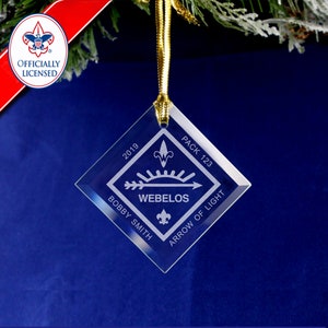 Cub Scout Ornament - BSA Licensed-Personalized-Webelos Arrow of Light-Awesome Gift -  Perfect Anytime