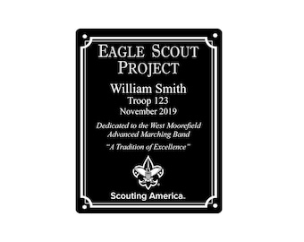Eagle Scout Project Marker - Vertical 8 x 10. Officially Licensed – Scouting America Logo - w/Border. 10+Yr Extreme Weather Resistant.