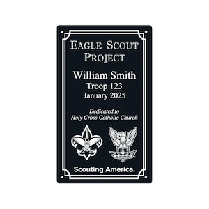 Eagle Scout Project Marker - Vertical 3X5 or 5X7. Officially Licensed – Scouting America. Logo w/ Eagle. 10+Yr Extreme Weather Resistant.