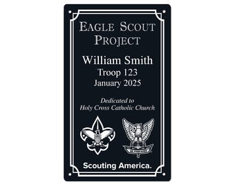 Eagle Scout Project Marker - Vertical 3X5 or 5X7. Officially Licensed – Scouting America. Logo w/ Eagle. 10+Yr Extreme Weather Resistant.