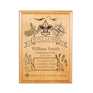 BSA Licensed Scout Leader or Member Outdoors Plaque 8 x 10 or 9 x 12 Alder afbeelding 4