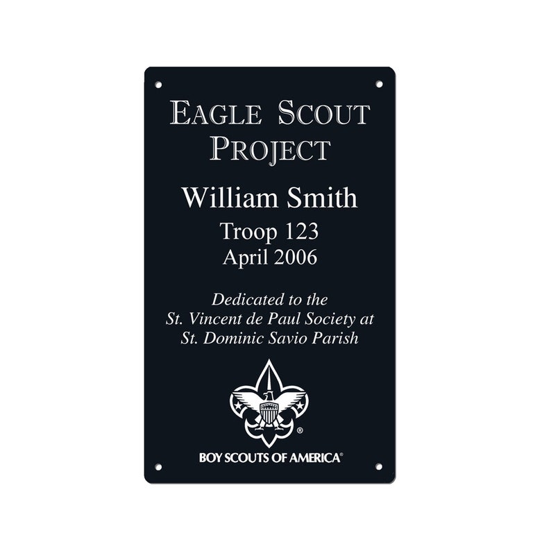 BSA Licensed Eagle Scout Project Marker Plaque 3x5 5x7 Etsy