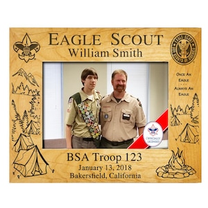 BSA Licensed - Eagle Scout Plaque Frame-"Outdoors Theme" with Eagle Scout Insignia (Patch) - 4 x 6, 5 x 7, or 8 x 10 - Portrait or Landscape