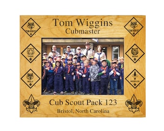 Cub Scout Leader Plaque Frame - With Cub Scout Rank Insignia (without Lion) - 4X6, 5X7, or 8X10 - Officially Licensed