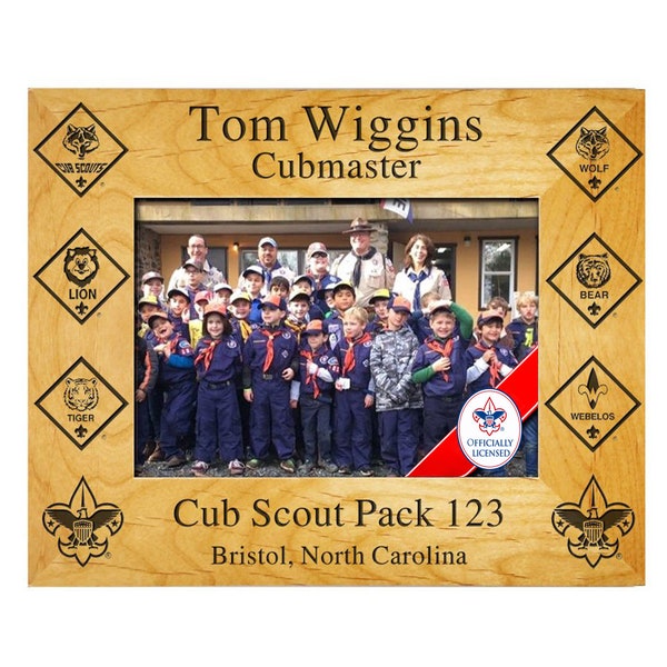 Scout Leader Plaque Frame - With Cub Scout Rank Insignia (Including Lion Rank) - BSA Licensed - 4 x 6, 5 x 7, or 8 x 10