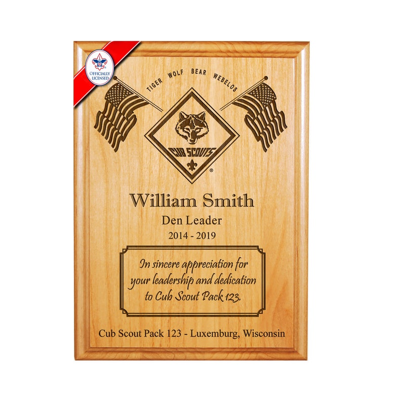 BSA Licensed Cub Scout Leader or Member Recognition Plaque Etsy