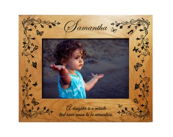 Personalized Girls Frame - Engraved Alder Wood