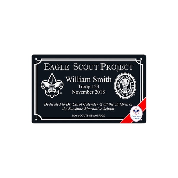 BSA Licensed - 10+ Years Extreme Weather Aluminum - Eagle Scout Project Marker Plaque - Indoor/Outdoor, 3x5, 5x7 Horz.