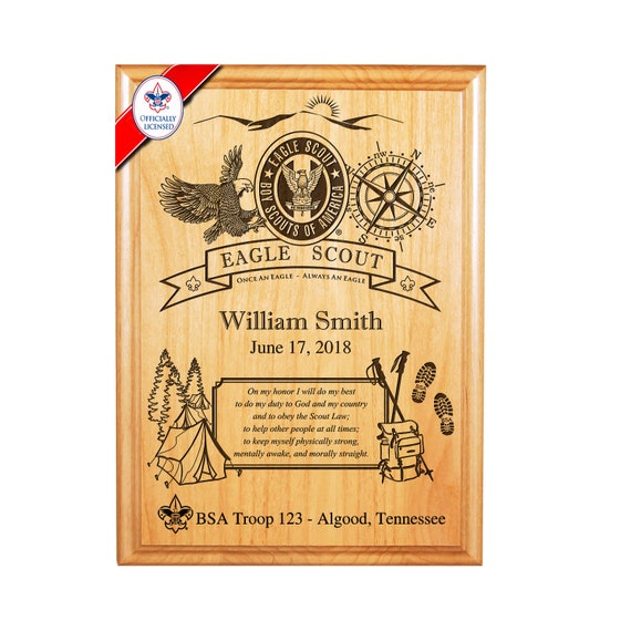 Bsa Licensed Eagle Scout Plaque Outdoors Theme Etsy