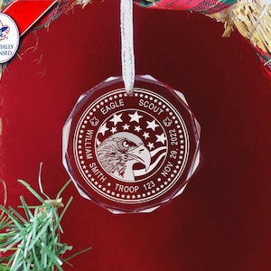 BSA Licensed-Custom Crystal Eagle Scout Ornament Perfect Anytime For Any Eagle Scout image 1