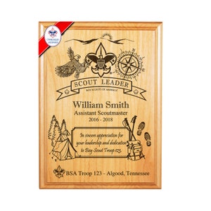 BSA Licensed Scout Leader or Member Outdoors Plaque 8 x 10 or 9 x 12 Alder afbeelding 2