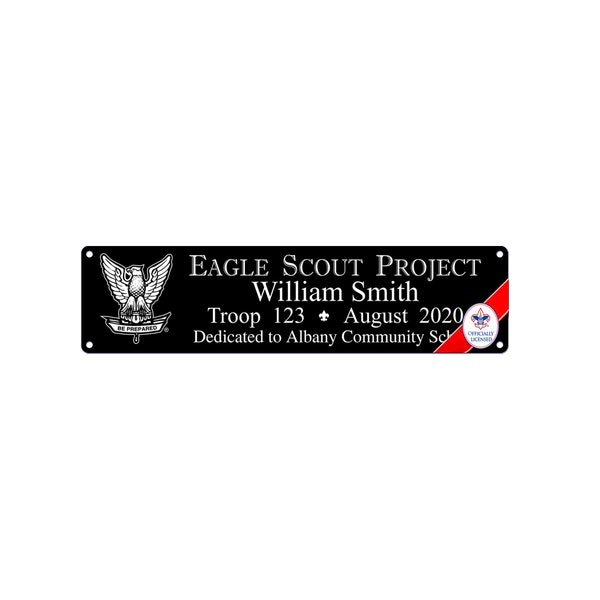 BSA Licensed-10+ Year, Bench Marker, Extreme Weather Aluminum, Eagle Scout Project Marker Bench Plaque , 2 x 8 Eagle - Be Prepared