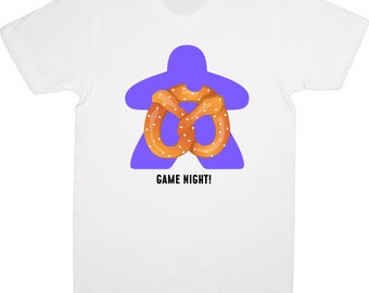 Game night T-shirt, meeple shirt, gamer apparel, gift for geeks, union made shirt, local game store, game convention, Snacks, Pretzels, Food