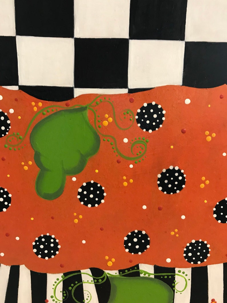 Stackable Wooden Black and White Check Pumpkin Door Hanger Etsy