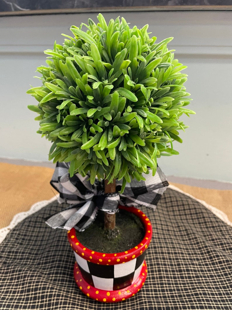 Black and White Check Topiary Etsy