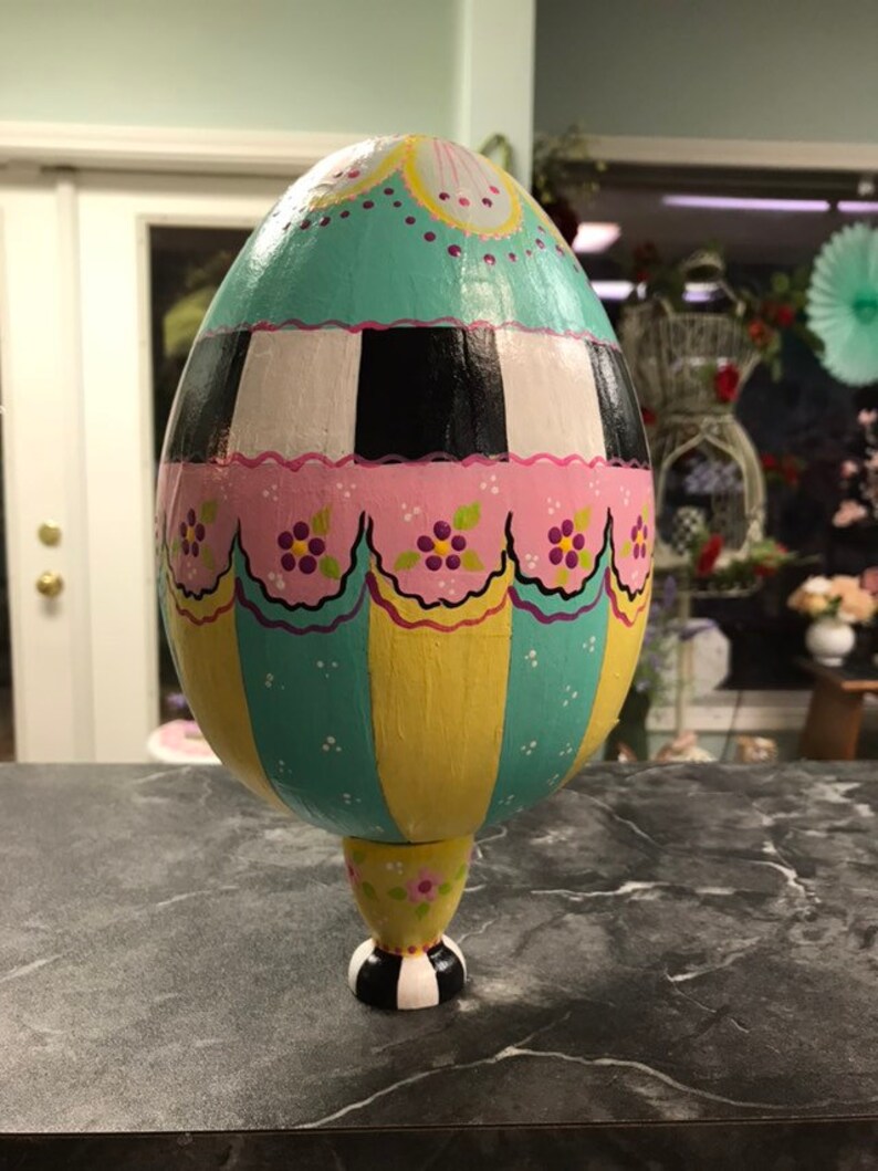 Yellow Wooden Decorative Egg Holder Etsy