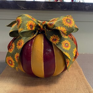 Gold And Burgundy Painted Pumpkin