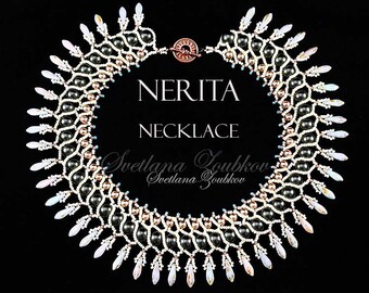 Patrón de abalorios para collar Nerita, tutorial de punto de red