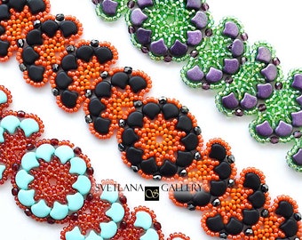Tutorial de patrón de pulsera de cuentas Disa Seed Beads Ginko Beads