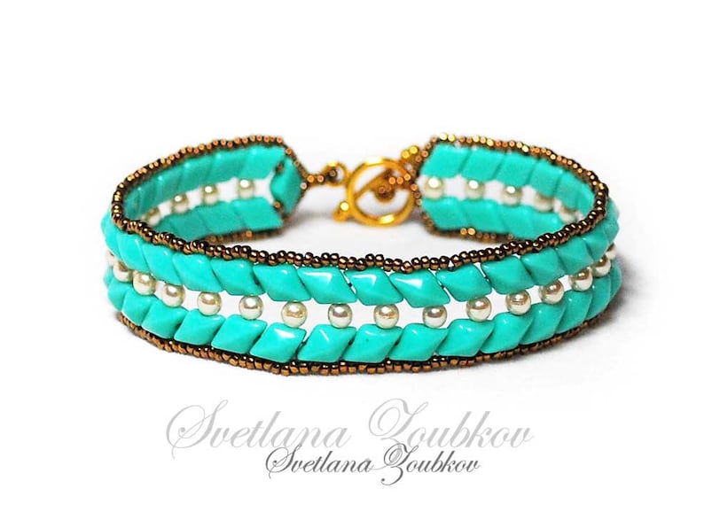 Beaded Bracelet Pattern for Diamond Duo Two Hole Beads Tyna Etsy