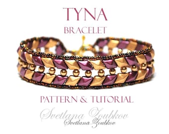 Modèle de bracelet de perles pour duo de diamants deux trous Tutorial Tyna