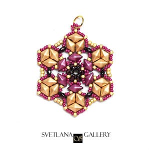 Beaded Pendant Pattern Tutorial Diamond Duo Mini Duo Two Hole Beads Christmas Ornament
