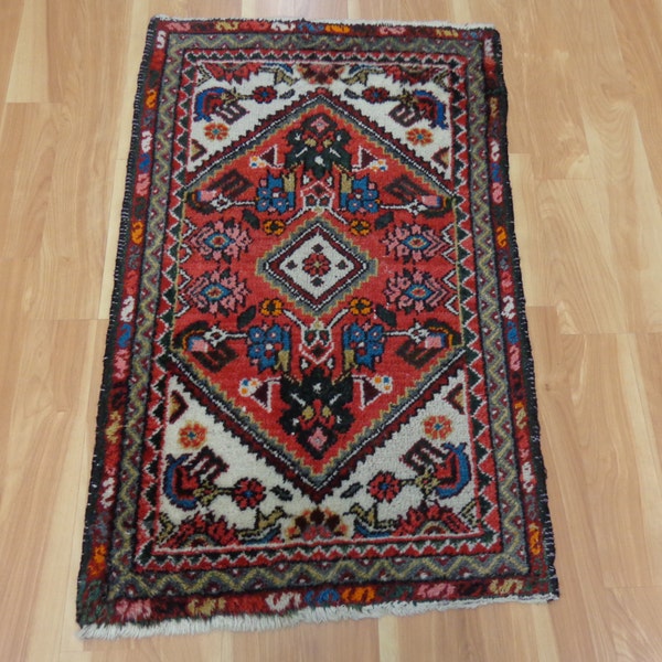 Roja alfombra persa de lana alfombra Oriental 2' 2 x 3' 5 Hamedan