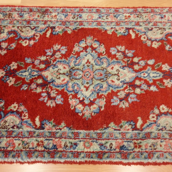 Alfombra persa Vintage pequeña alfombra Oriental Kazvin rojo alfombra 2' 2 x 4' 2 lana Boho dormitorio alfombra Home Decor