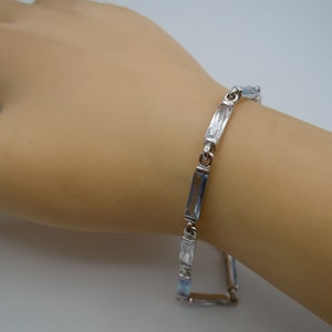 Tennisarmband met aquamarijn en strass steentjes afbeelding 4