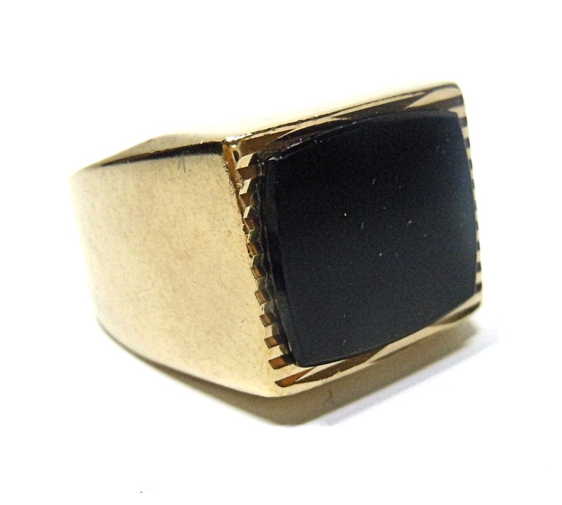8K Gold ring ART DECO with onyx round 1930
