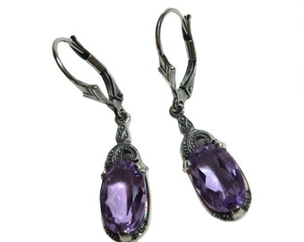 Amethyst Jugendstil Hänge Ohrringe