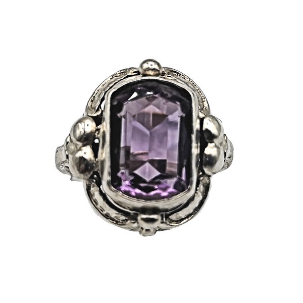 835 silver amethyst ring Pforzheim around 1930 RG 54