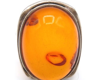 835 zilveren ring met barnsteen vintage RG 57
