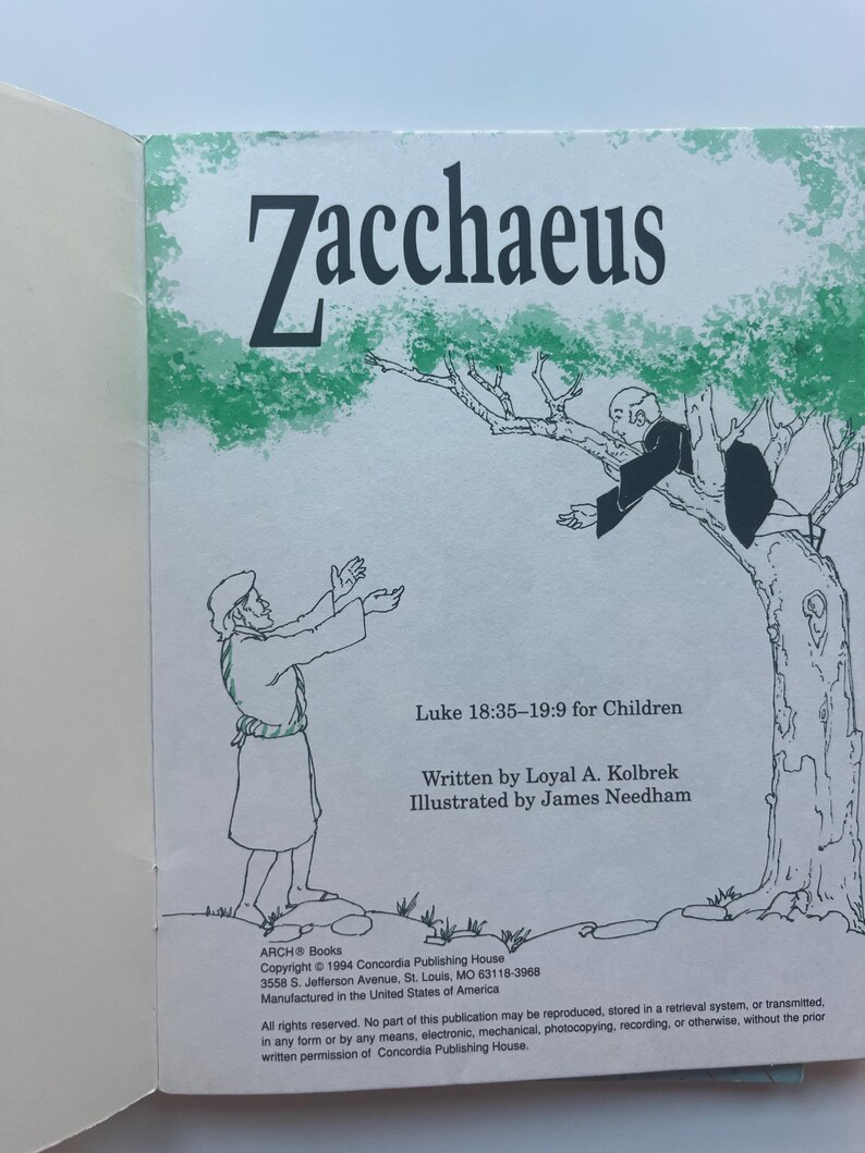 1980s/90s Vintage Arch Books Children's Bible Stories: Zacchaeus ...