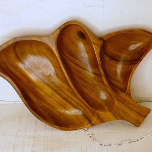 Leilani Genuine Monkey Pod divided wood tulip bowl- Made in Philippines