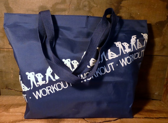 navy blue nylon tote bag
