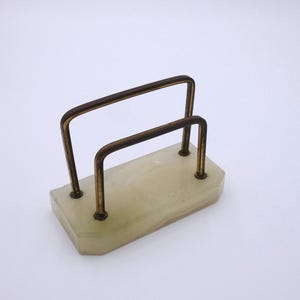 Vintage marble and brass desk accessory-phone caddy, mail organizer, bill, letter holder