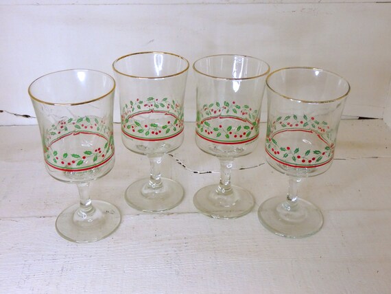 Vintage Arby's 1984 Christmas Collection Holly & Berries Glasses